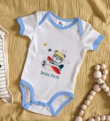 BK Kids Kişiye Özel Mavi Bebek Body Zıbın - Model 138
