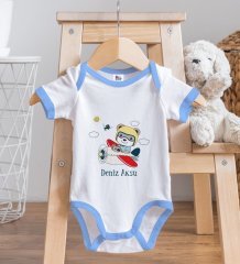 BK Kids Kişiye Özel Mavi Bebek Body Zıbın - Model 138