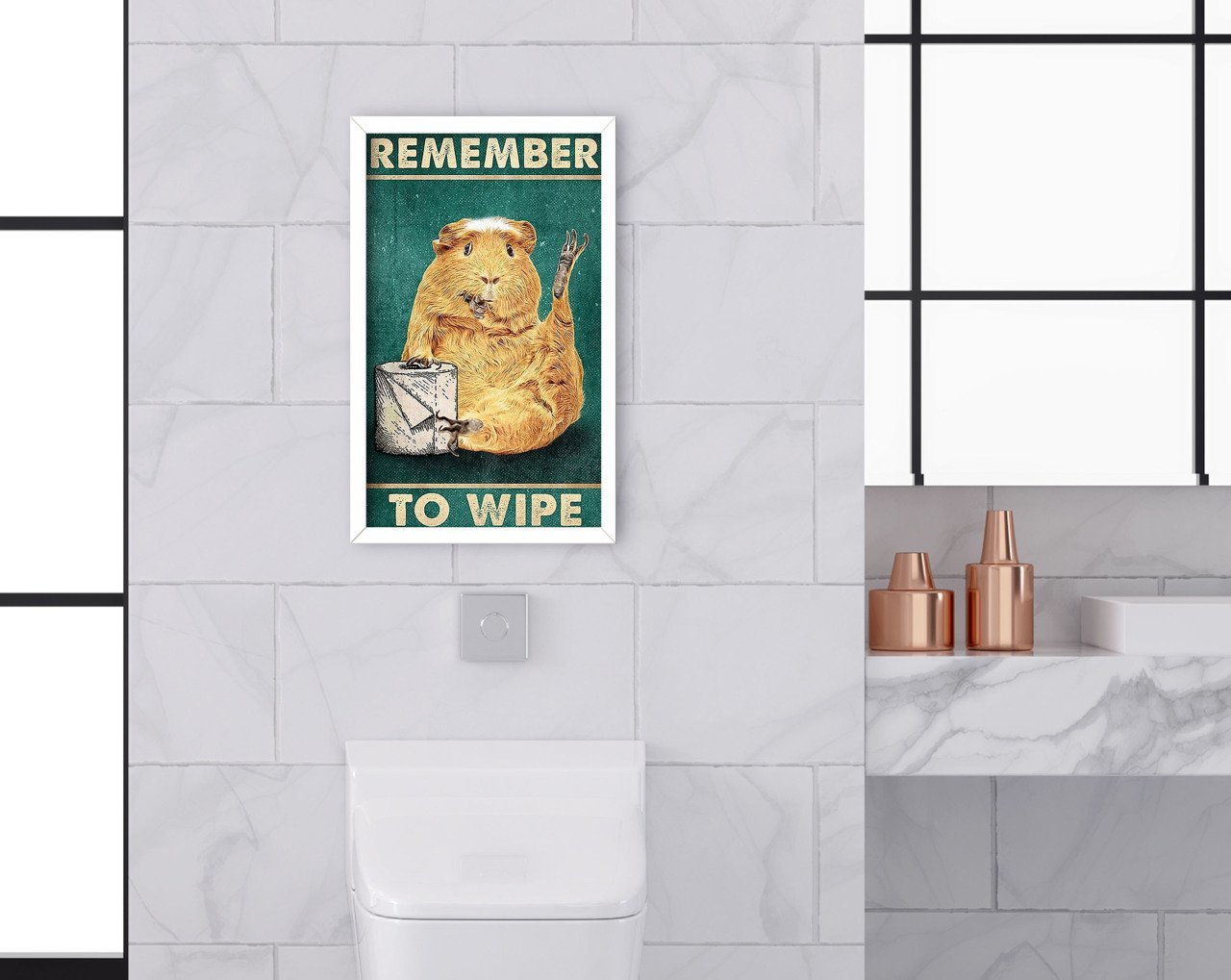 BK Home Banyo Tuvalet Dekoratif Ahşap Beyaz Çerçeveli Tablo-13