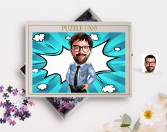 Kişiye Özel Erkek Polis Karikatürlü 1000 Parça Profesyonel Puzzle-1