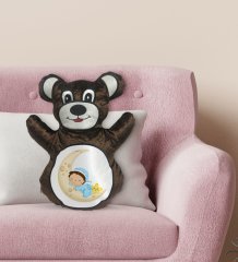 BK Gift Sevimli Çocuk Tasarımlı Kahverengi Ayıcık Yastık-1