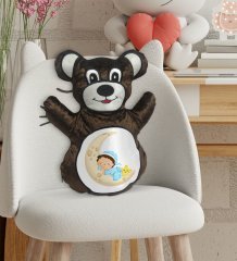 BK Gift Sevimli Çocuk Tasarımlı Kahverengi Ayıcık Yastık-1