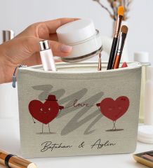 BK Gift Kişiye Özel Keten Makyaj Çantası, Sevgiliye Hediye, Arkadaşa Hediye, Sevgililer Günü Hediyesi, Doğum Günü Hediyesi-2