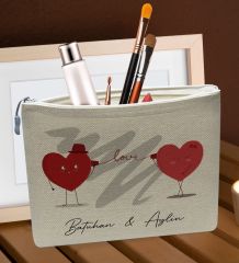 BK Gift Kişiye Özel Keten Makyaj Çantası, Sevgiliye Hediye, Arkadaşa Hediye, Sevgililer Günü Hediyesi, Doğum Günü Hediyesi-2