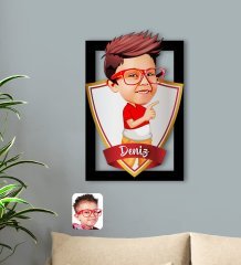 Kişiye Özel İsimli Erkek Çocuk Karikatürlü 3D Ahşap Tablo-1