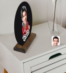 Kişiye Özel Erkek Patron Karikatürlü Yuvarlak Ahşap Biblo-2