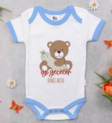BK Kids Kişiye Özel Mavi Bebek Body Zıbın - Model 136