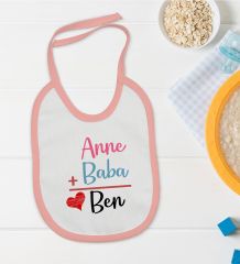 BK Kids Anne Baba Tasarımlı Pembe Bebek Mama Önlüğü-1