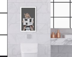 BK Home Banyo Tuvalet Dekoratif Ahşap Beyaz Çerçeveli Tablo-12