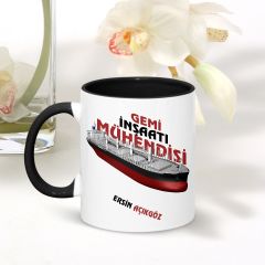 Kişiye Özel Mesleki Gemi İnşaatı Mühendisi Siyah Kupa Bardak