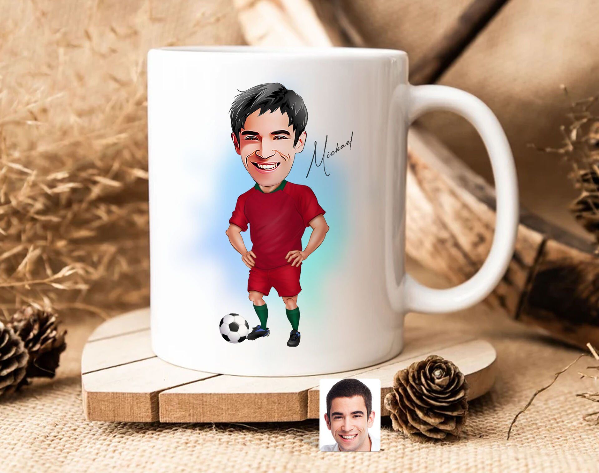 Bk Gift Kişiye Özel Futbolcu Karikatürlü Beyaz Kupa Bardak-12, Sevgiliye Hediye, Arkadaşa Hediye