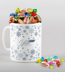 Kişiye Özel Yılbaşı Mutlu Yıllar Beyaz Kupa ve Haribo Şeker Hediye Seti-17