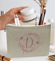 BK Gift Kişiye Özel Keten Makyaj Çantası, Sevgiliye Hediye, Arkadaşa Hediye, Sevgililer Günü Hediyesi, Doğum Günü Hediyesi-1