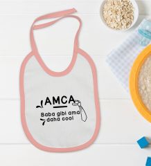 BK Kids Amca Baba Gibi Tasarımlı Pembe Bebek Mama Önlüğü-1