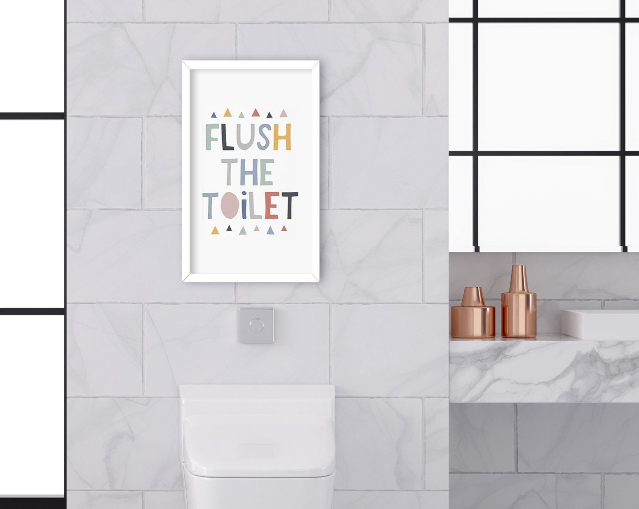 BK Home Banyo Tuvalet Dekoratif Ahşap Beyaz Çerçeveli Tablo-11