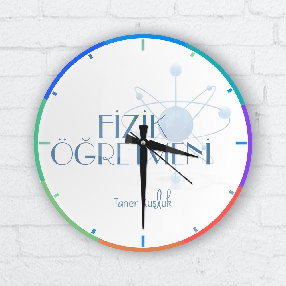 Kişiye Özel Fizik Öğretmeni Cam Duvar Saati - 1