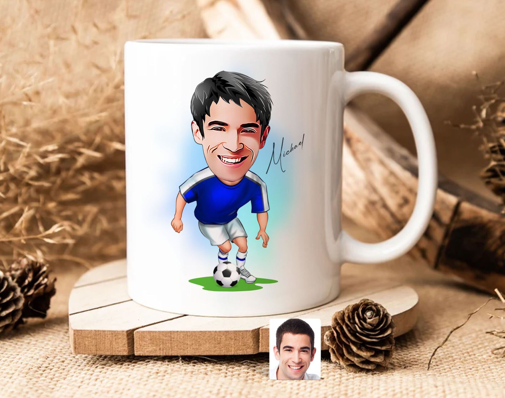 Bk Gift Kişiye Özel Futbolcu Karikatürlü Beyaz Kupa Bardak-11, Sevgiliye Hediye, Arkadaşa Hediye