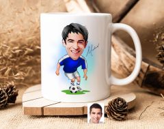 Bk Gift Kişiye Özel Futbolcu Karikatürlü Beyaz Kupa Bardak-11, Sevgiliye Hediye, Arkadaşa Hediye