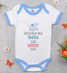 BK Kids Masal Anlat Baba Tasarımlı Mavi Bebek Body Zıbın-1