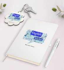 Kişiye Özel İngilizce Öğretmeni Beyaz Defter Kalem Ve Anahtarlık Hediye Seti-4