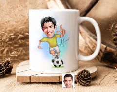 Bk Gift Kişiye Özel Futbolcu Karikatürlü Beyaz Kupa Bardak-10, Sevgiliye Hediye, Arkadaşa Hediye