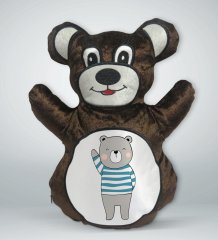 BK Gift Sevimli Ayıcık Tasarımlı Kahverengi Ayıcık Yastık-5