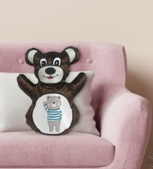 BK Gift Sevimli Ayıcık Tasarımlı Kahverengi Ayıcık Yastık-5