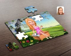 Kişiye Özel Kadın Patron Karikatürlü Ahşap Puzzle-7