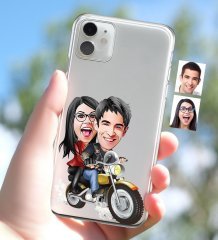 Kişiye Özel Sevgililer Karikatürlü iPhone 11 İnce Şeffaf Silikon Telefon Kapağı-17