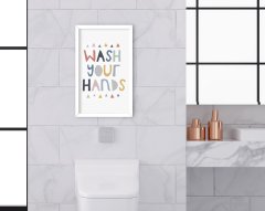 BK Home Banyo Tuvalet Dekoratif Ahşap Beyaz Çerçeveli Tablo-9