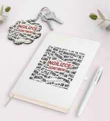 Kişiye Özel İngilizce Öğretmeni Beyaz Defter Kalem Ve Anahtarlık Hediye Seti-3