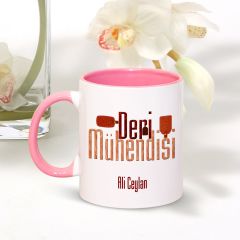 Kişiye Özel Mesleki Deri Mühendisi Pembe Kupa Bardak