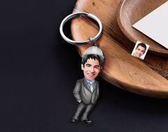 BK Gift Kişiye Özel Mühendis Karikatürlü Ahşap Anahtarlık-1 Sevgiliye Hediye, Arkadaşa Hediye, Doğum Günü Hediyesi