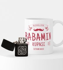 Kişiye Özel Babalar Günü Tasarımlı Benzinli Çakmak ve Kupa Seti-03
