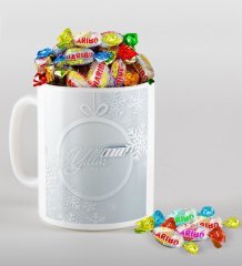 Kişiye Özel Yılbaşı Mutlu Yıllar Beyaz Kupa ve Haribo Şeker Hediye Seti-14