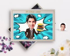 Kişiye Özel Erkek Öğretmen Karikatürlü 1000 Parça Profesyonel Puzzle-1