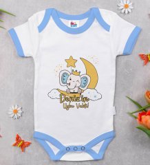 BK Kids Kişiye Özel Mavi Bebek Body Zıbın - Model 131