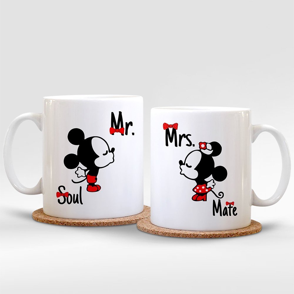Kişiye Özel İkili Mickey & Minnie Beyaz Kupa Bardak