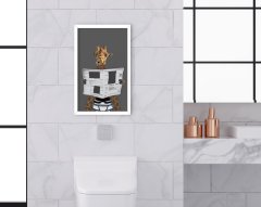 BK Home Banyo Tuvalet Dekoratif Ahşap Beyaz Çerçeveli Tablo-8