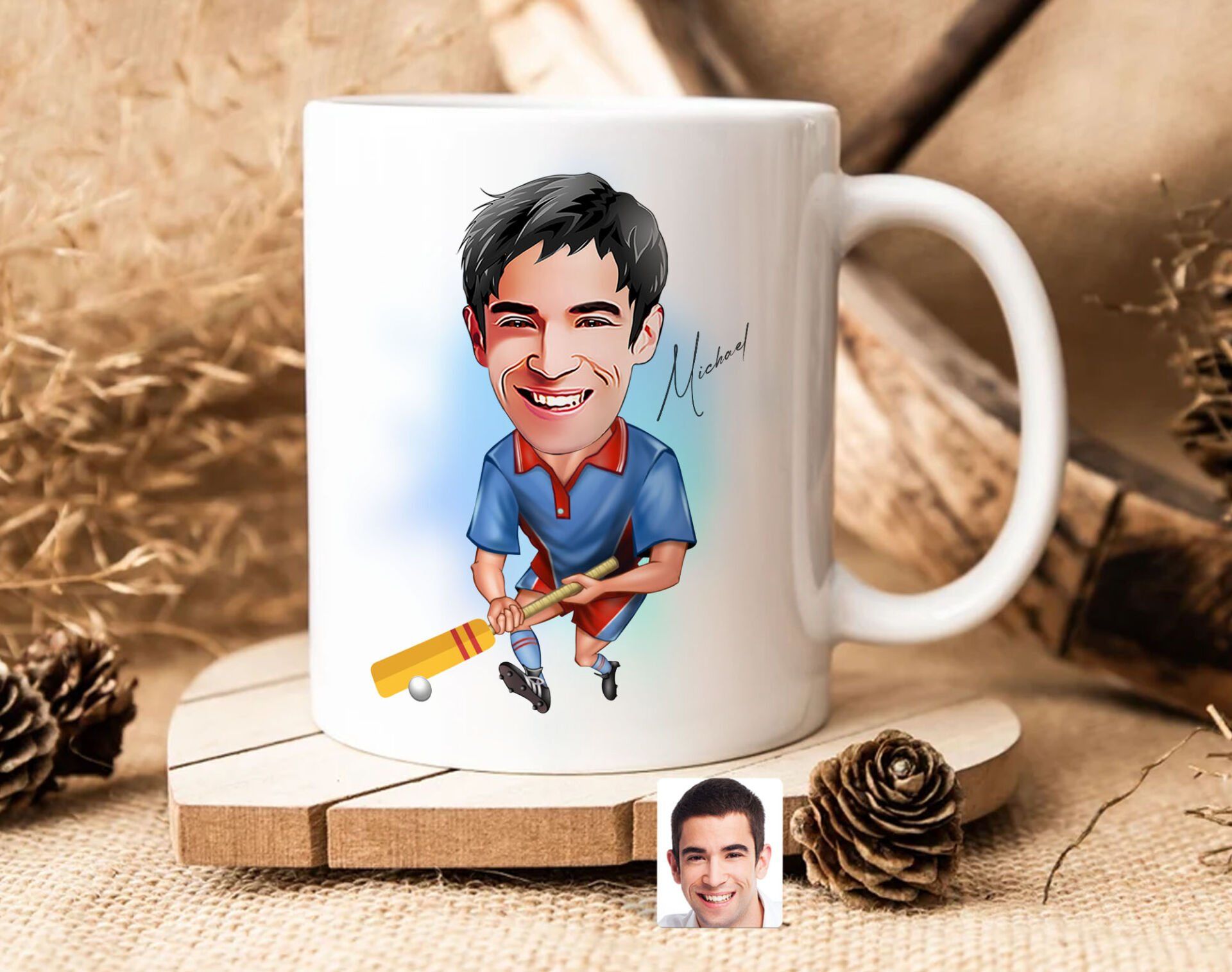Bk Gift Kişiye Özel Cricket Karikatürlü Beyaz Kupa Bardak-1, Sevgiliye Hediye, Arkadaşa Hediye