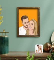 Kişiye Özel Çizgi Roman Karikatürlü Doğal Masif Ahşap Çerçeveli Tablo 30x40cm-1