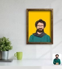 Kişiye Özel Çizgi Roman Karikatürlü Doğal Masif Ahşap Çerçeveli Tablo 30x40cm-1