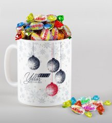 Kişiye Özel Yılbaşı Mutlu Yıllar Beyaz Kupa ve Haribo Şeker Hediye Seti-13
