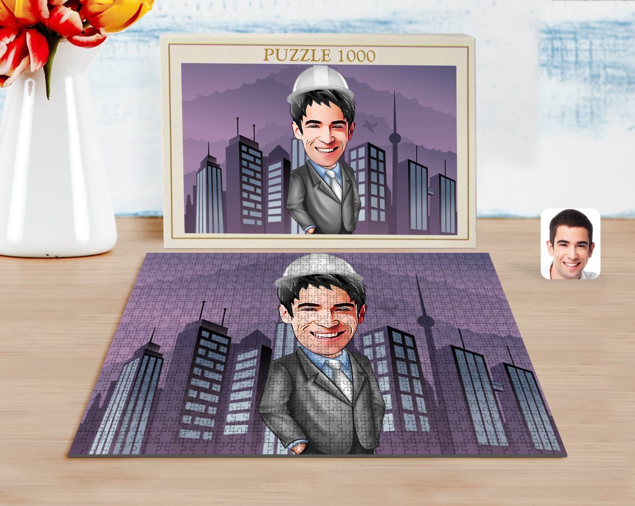 Kişiye Özel Erkek Mühendis Karikatürlü 1000 Parça Profesyonel Puzzle-1