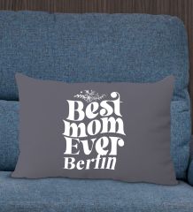 BK Gift Kişiye Özel İsimli Anneler Günü Tasarımlı Premium Kumaş Antrasit Dikdörtgen Kırlent Yastık, Anneler Günü Hediyesi, Ev Dekorasyonu-1