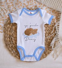 BK Kids Kişiye Özel Mavi Bebek Body Zıbın - Model 129