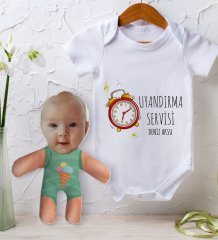 BK Kids Kişiye Özel Fotoğraflı Bebek Yastık ve Bebek Body Zıbın Hediye Seti - Model 53