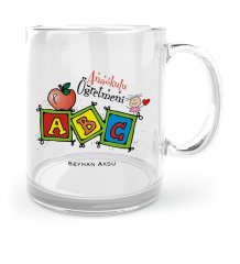 Kişiye Özel Anaokulu Öğretmeni Cam Kupa Bardak - 1