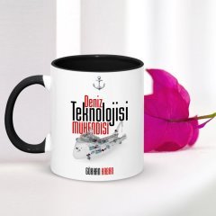 Kişiye Özel Mesleki Deniz Teknolojisi Mühendisi Siyah Kupa Bardak