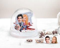 Kişiye Özel Sevgililer Karikatürlü Kar Küresi-11